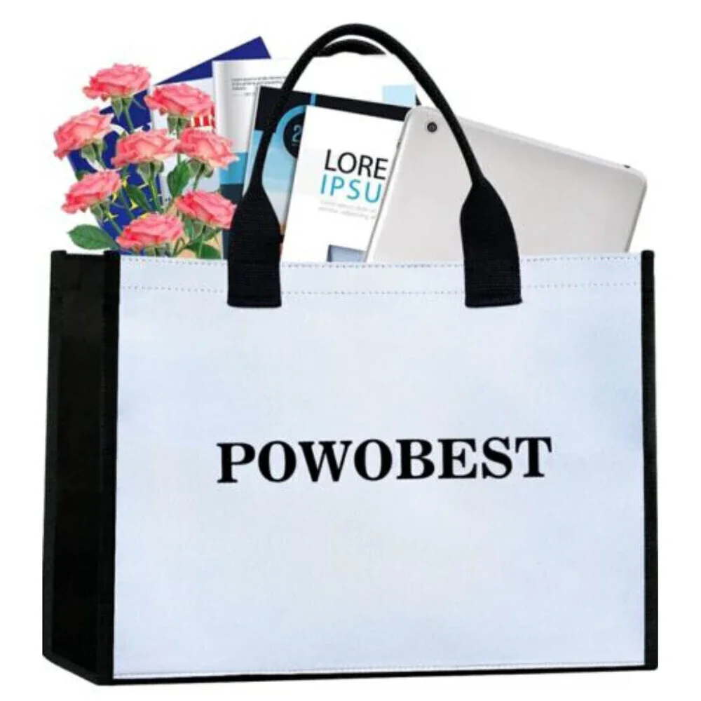 POWOBEST Canvas Beach Bag Laptop Womens Tote Bags 15.6 inch Business